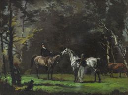 828.  ALEXANDRE COLL BLANCH (Barcelona, 1898-1975)Paseo a caballo