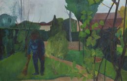 897.  JESÚS CAULONGA (Santiago de Compostela 1934)Hombre en el jardín, 1964