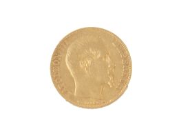 341.  Moneda de 20 francos Napoleón III en oro. 1854