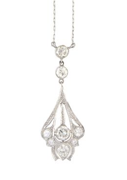 268.  Pendentif de brillantes estilo Belle-Époque con diseño lobu