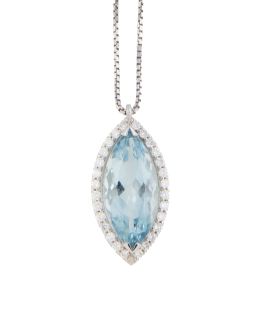 353.  Colgante con aguamarina talla marquise de 6,26 ct orlada de