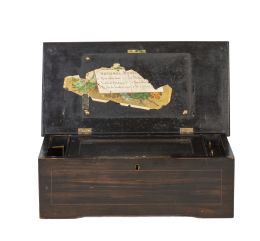 1291.  Caja de música con ocho melodías.La caja francesa, la maquinaria suiza.S. XIX.