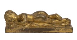 521.  Niño Jesús dormido.
Escultura en bronce dorado.
h. 1800.