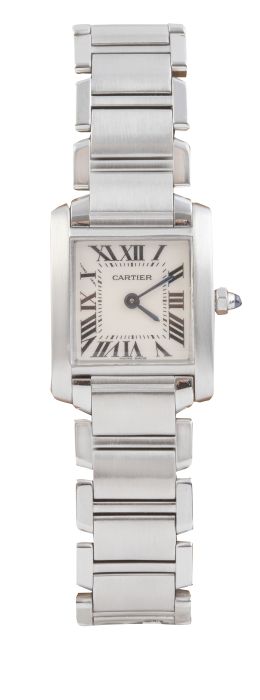 425.  Reloj de pulsera CARTIER Tank Française en acero. Nº 809488