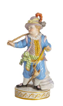 641.  Niño galante de porcelana esmaltada. Con marcas.Meissen (1860-1924).