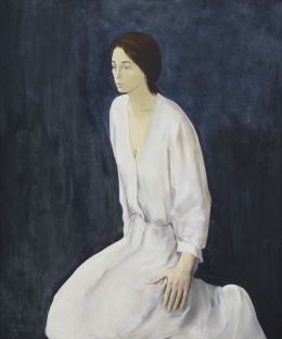 931.  MONTSERRAT GUDIOL (Barcelona, 1933 - 2015)Mujer sobre fondo azul