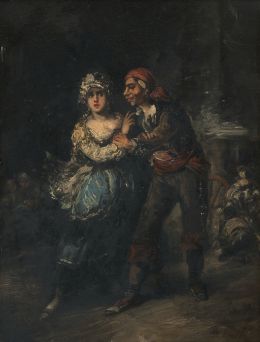 812.  EUGENIO LUCAS VELÁZQUEZ (Madrid, 1817-1870)
Maja y bandole