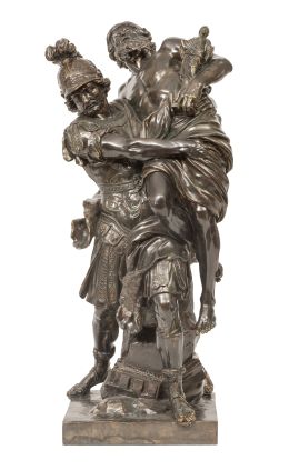 1301.  Ferdinand Barbedienne (1810-1892). "Eneas y Aquiles".Escultura de bronce, siguiendo el modelo original de Francois Girardon y Pierre Lepautre.Francia, S. XIX.