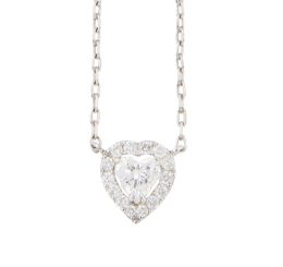 356.  Pendentif de diamante talla corazón orlado de brillantes