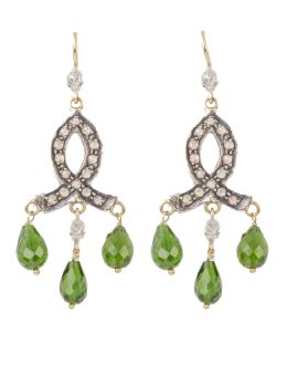 198.  Pendientes largos con perillas facetadas de peridotos colga