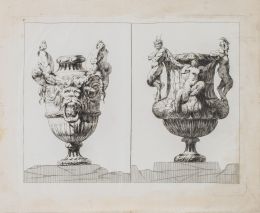 753.  JACQUES FRANÇOIS JOSEPH SALY (1717- 1776) y ALBERTI CHERUBINO (1553-1615)"Diseños para jarrones" y "Dos estudios de vasos antiguos de Polidoro da Caravaggio del Palacio de Milesi"