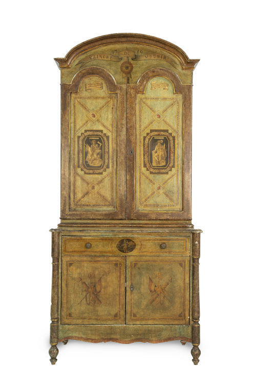 Mueble de dos cuerpos de estilo directorio de madera pintad