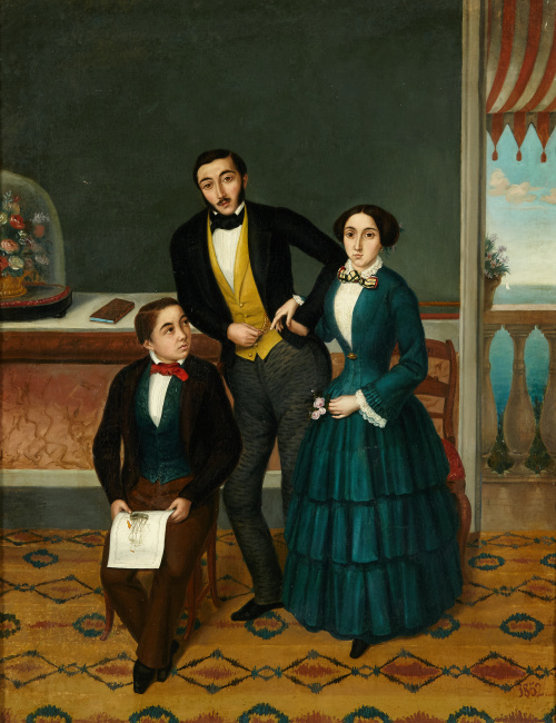 ESCUELA COLONIAL, SIGLO XIXRetrato de familia.