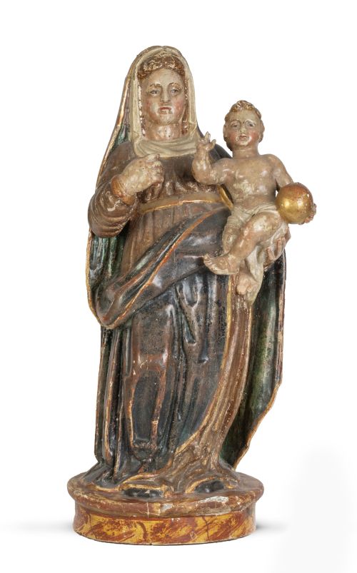 “Virgen de la candelaria con el  Niño”.Escultura en madera