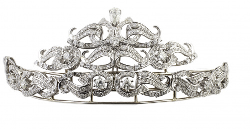 Diadema de brillantes con diseño de bandas ondeadas coronad