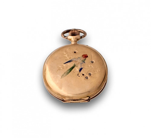 Pequeño reloj saboneta de pps s XX en oro de 18K con diaman