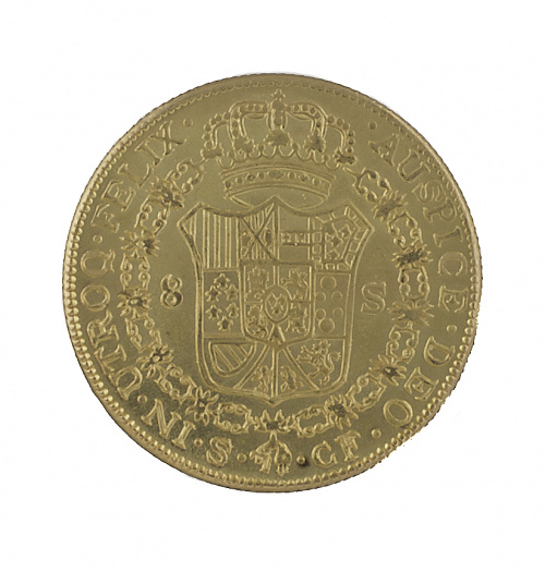 Moneda de 8 escudos de Carlos III de 1775 Sevilla S-CF. Pro