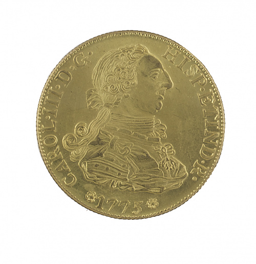 Moneda oro 8 escudos de Carlos III de 1775 Sevilla S-CF. Pr