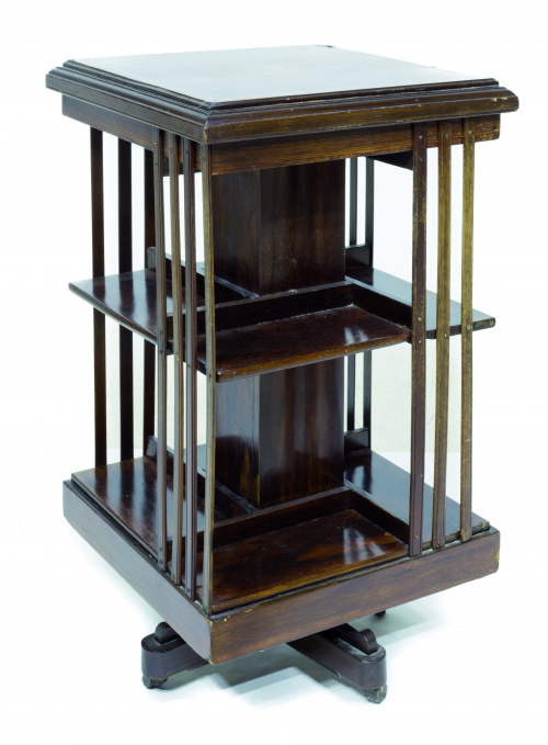 Revolving book-case giratorio eduardino en madera de caoba.