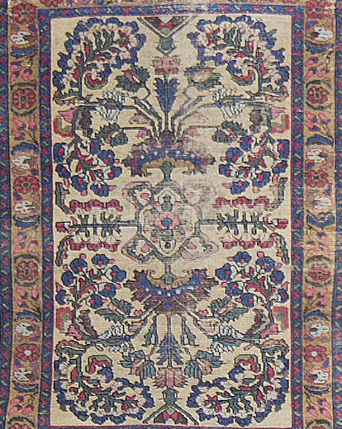 Alfombra de campo beige y flores, persia.