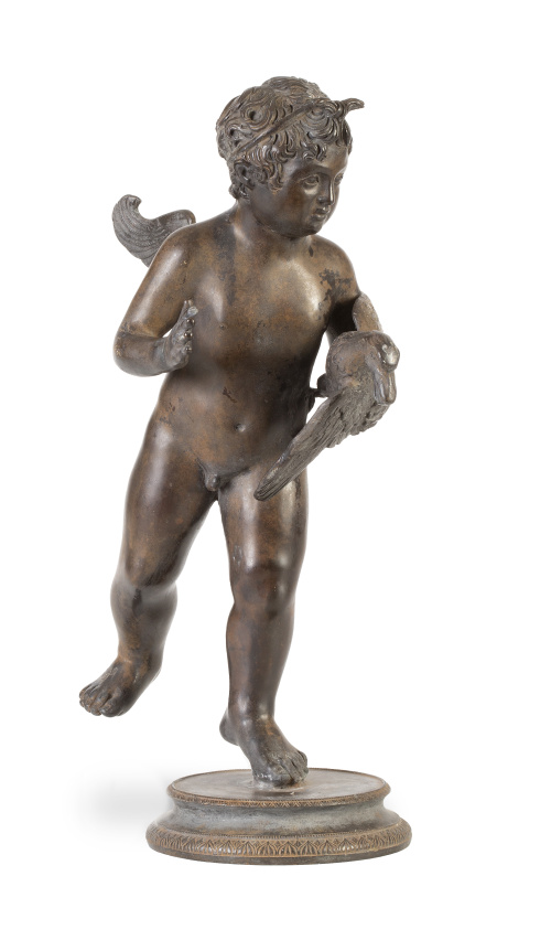 Cupido con ganso.Escultura en bronce, siguiendo el modelo