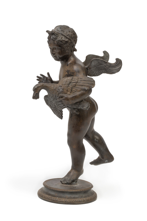 Cupido con ganso.Escultura en bronce, siguiendo el modelo