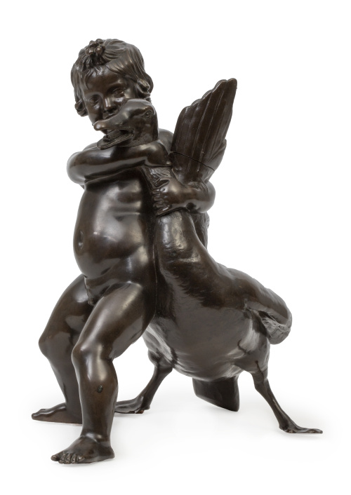 Cupido con ganso de bronce.Atribuido a Achille Collas (17