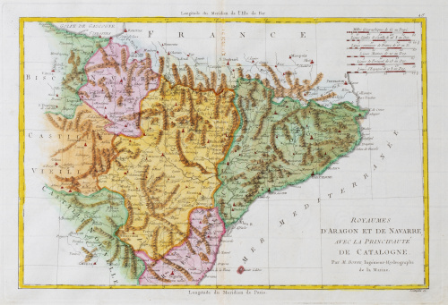 RIGOBERT BONNE (1727-1794)Mapa de los Reinos de Aragón y 