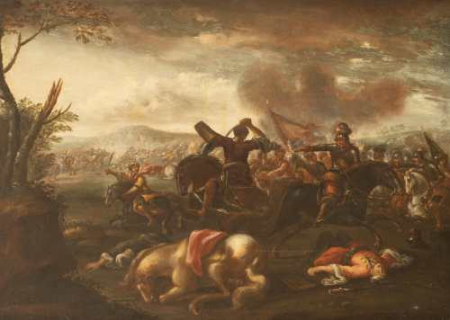 ATRIBUIDO A PANDOLFO RESCHI (1643-1699)Escena de batalla