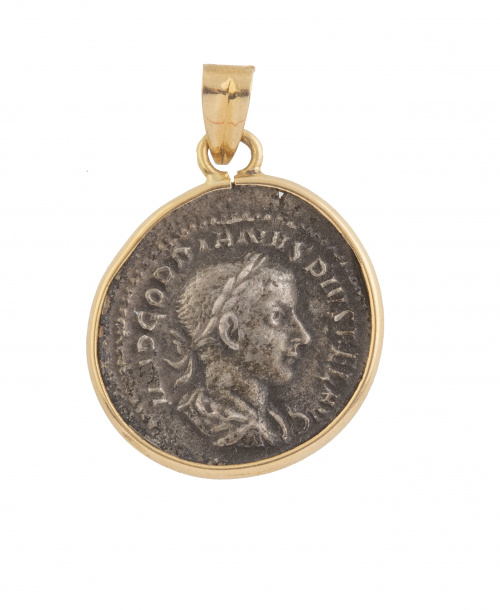 Colgante moneda antigua romana del Emperador Gordiano III