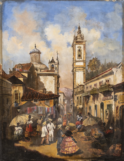 ATRIBUIDO A EDUARD HILDEBRANDT (1818-1869)Rua do Ouvidor,