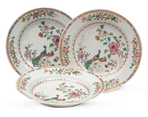 Juego de 3 platos hondos de porcelana china de la familia r