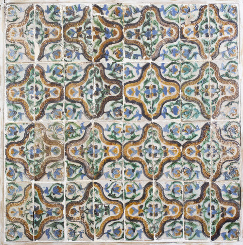 Panel de 32 azulejos de tabla de cerámica esmaltada con la 