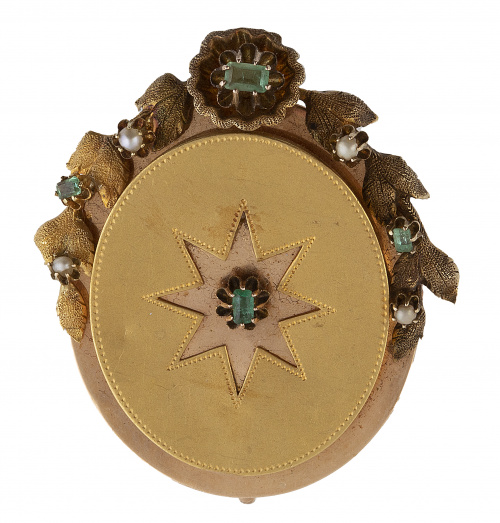 Broche colgante oval S. XIX con guirnalda superior y estrel