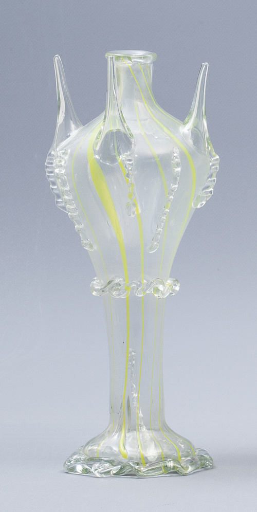 Almorratxa de vidrio con hilos o laticinios en amarillo.C