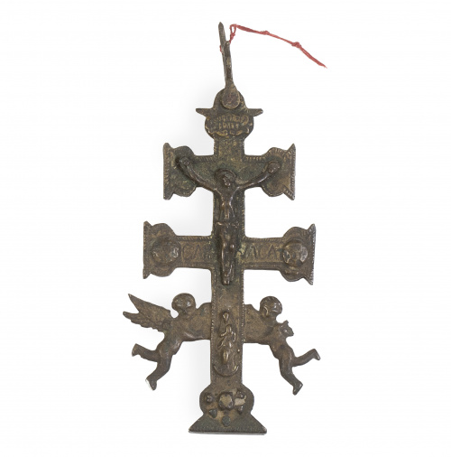 Cruz de Caravaca de bronce.S. XVIII.