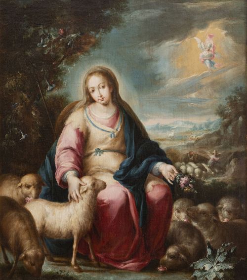 DOMINGO MARTINEZ  (Sevilla, 1688-1749)Divina Pastora sobr