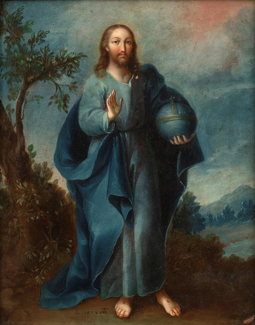 MIGUEL CABRERA (1695-1768)Cristo Salvador del Mundo