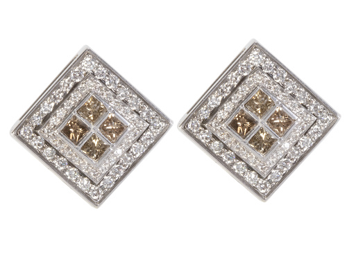 Pendientes romboidales con cuatro diamantes brown talla pri