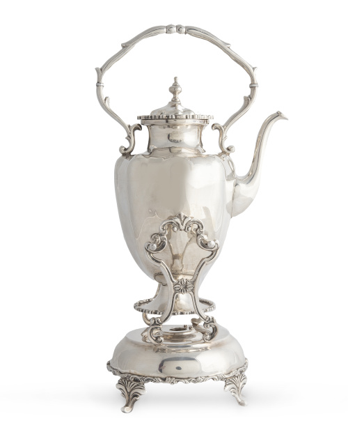 Samovar de plata sterling, ley 925. Con marcas. S. XX.