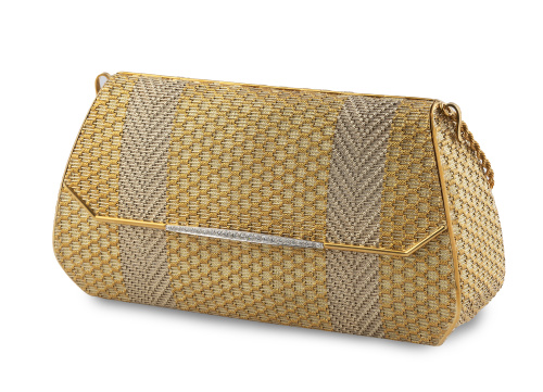 Elegante bolso en oro amarillo y blanco con brillantes rema