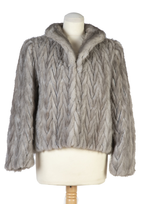 Chaqueta vintage de piel de visón gris