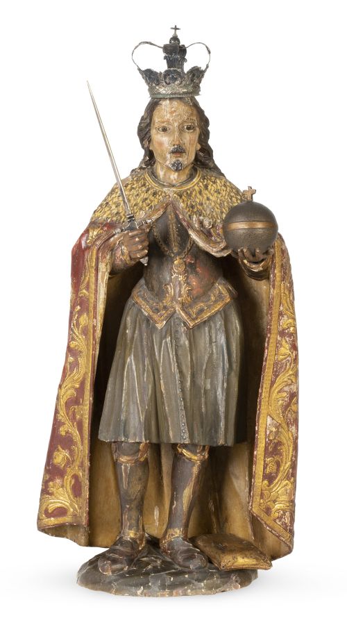 San Fernando.Escultura de madera tallada, policromada y d