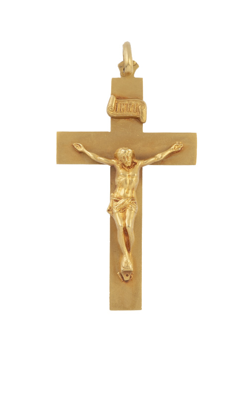 Crucifijo colgante en oro mate