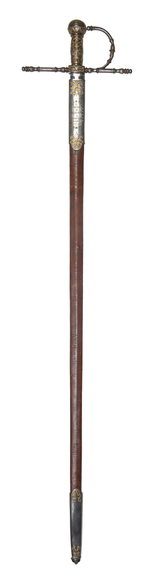 Espada de estoque con empuñadura en acero, con decoración g