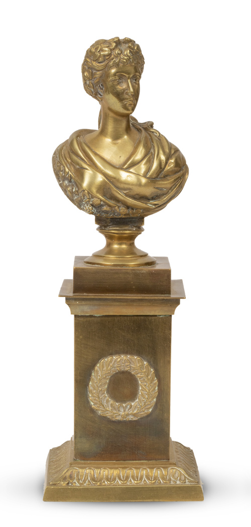 Figura femenina clásica.Busto de bronce dorado.Francia,