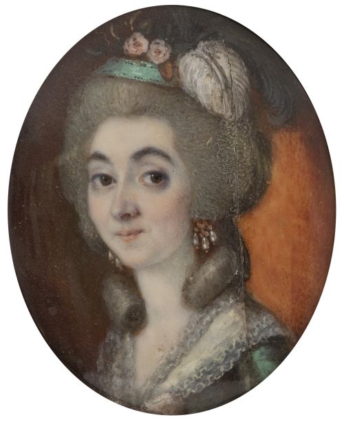 ESCUELA ESPAÑOLA, H. 1800Retrato de dama con tocado de fl