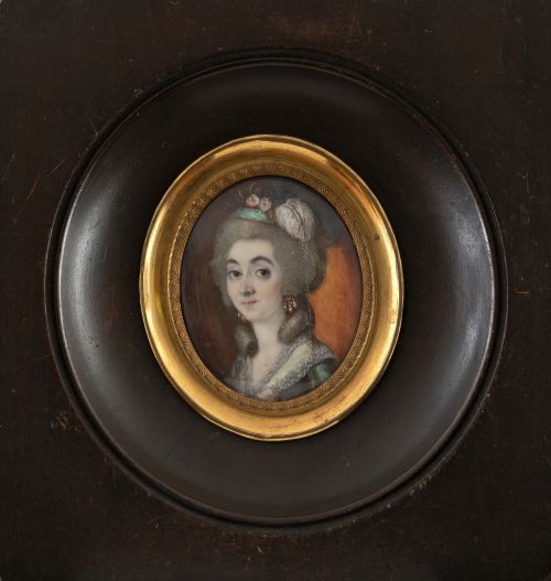 ESCUELA ESPAÑOLA, H. 1800Retrato de dama con tocado de fl