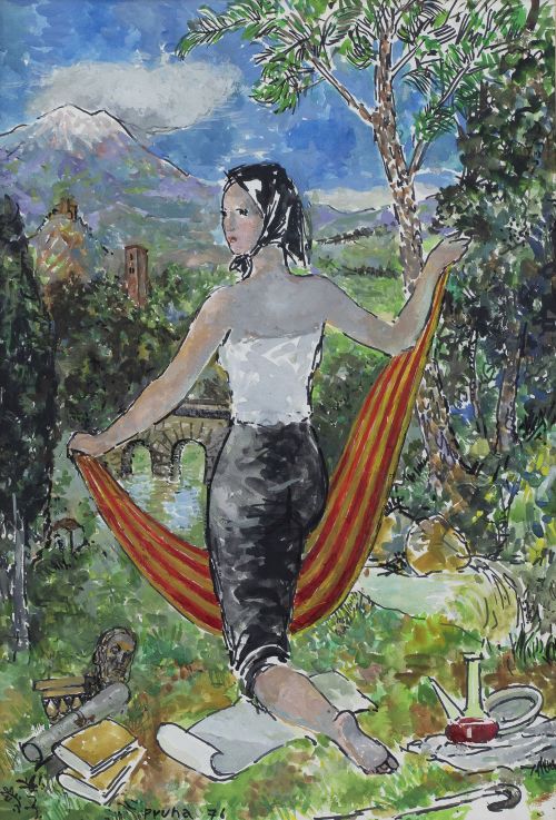 PERE PRUNA (Barcelona, 1904 - 1977)Muchacha en el campo, 