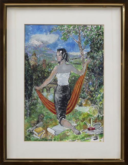 PERE PRUNA (Barcelona, 1904 - 1977)Muchacha en el campo, 